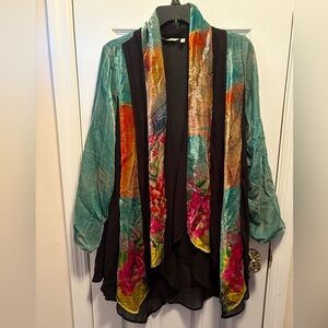 Soft Surroundings Kalina Velvet Cardigan Womens Green Multicolor Size S